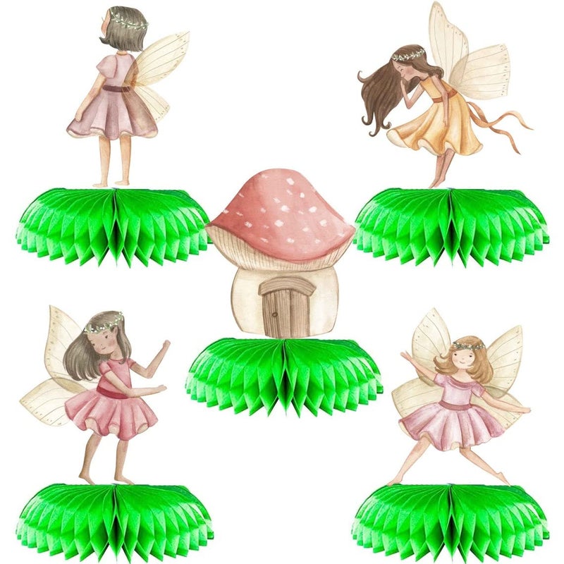 بي سي 5 قطع من القطع المركزية لحفلات أعياد الميلاد على شكل قرص العسل | ديكورات حمام الطفل، ديكورات الحديقة، أغطية طاولات حفلات أعياد الميلاد، الجنيات - Image 2